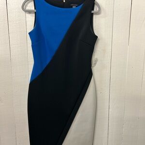 Tommy Hilfiger Blue and Black Asymmetrical Sheath Dress